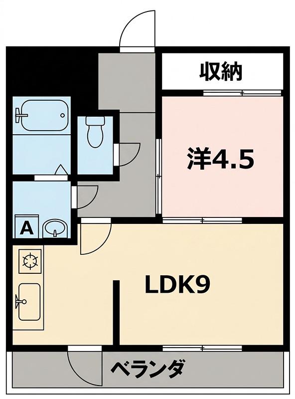 佐々木第2マンション(1LDK/2階)の間取り写真