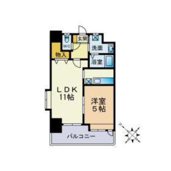 グランドール薬院(1LDK/8階)の間取り写真