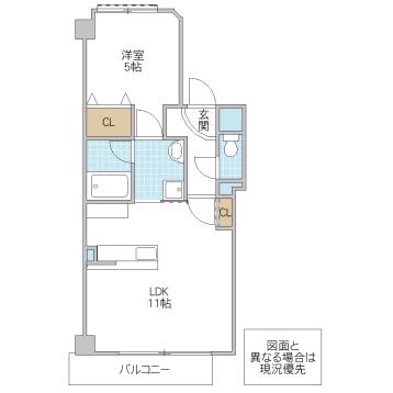 シルエットマンション・ミニ(1LDK/5階)の間取り写真