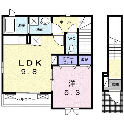 コンフォート長田II(1LDK/2階)の間取り写真