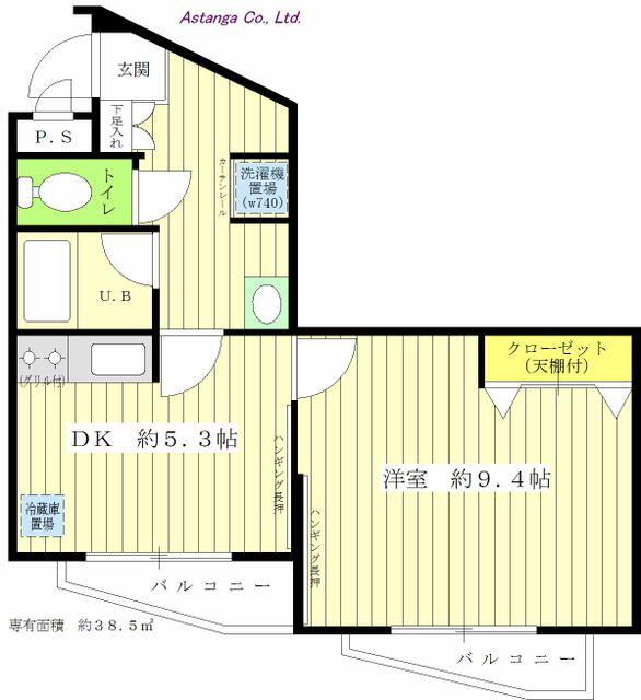 パールマンション(1DK/1階)の間取り写真
