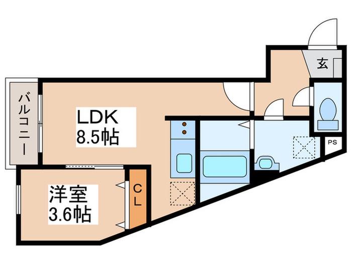 ヴィクトワール町田(1LDK/1階)の間取り写真