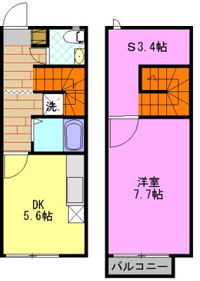 リースランドIP F棟(1SDK/1階)の間取り写真