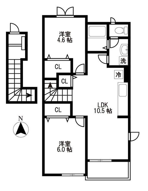 オリーブコンフォート(2LDK/2階)の間取り写真