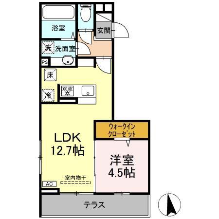 GRAND D-ROOM大手(1LDK/1階)の間取り写真