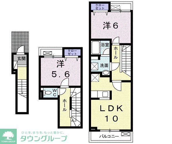ウエスト グレイス(2LDK/2階)の間取り写真