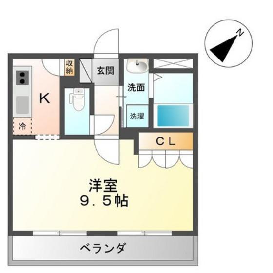 ヴィラ宝町(1K/1階)の間取り写真
