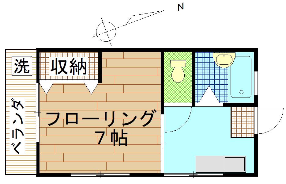 武笠ビル(1K/2階)の間取り写真