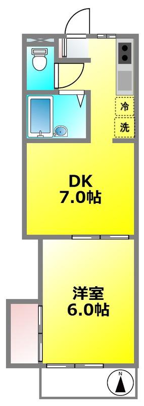 ユーエムイー(1DK/1階)の間取り写真