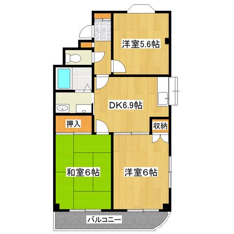 リベーロ平和I(3DK/5階)の間取り写真