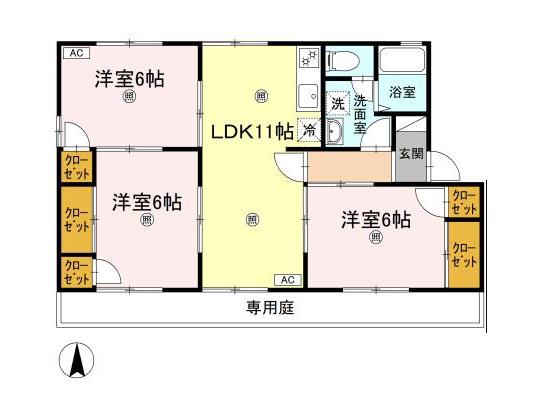 ヴィラアスカE(3LDK/2階)の間取り写真