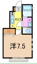 シルクコート B(1K/1階)の間取り写真