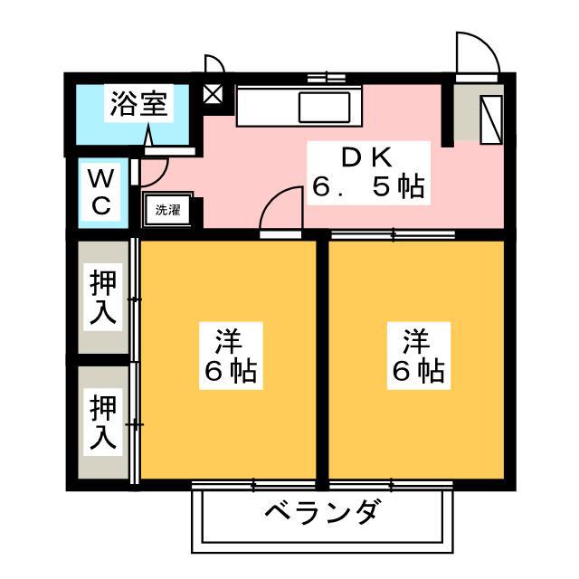 グリーンハイツA(2DK/1階)の間取り写真