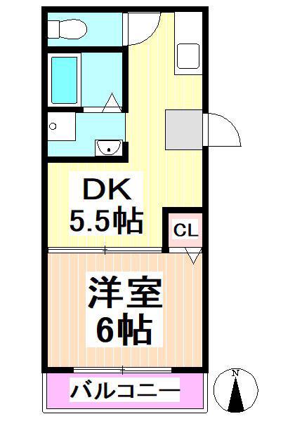 坂の上ハイツ(1DK/2階)の間取り写真