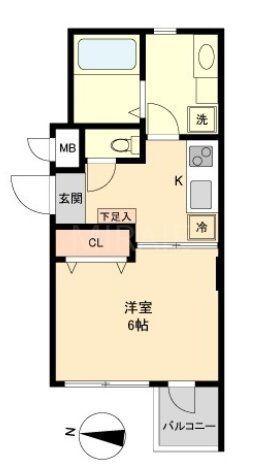 シャトーライフ平塚II(1K/4階)の間取り写真