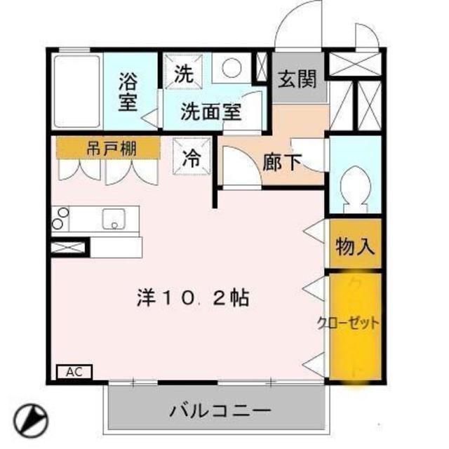グレイスコート(ワンルーム/2階)の間取り写真