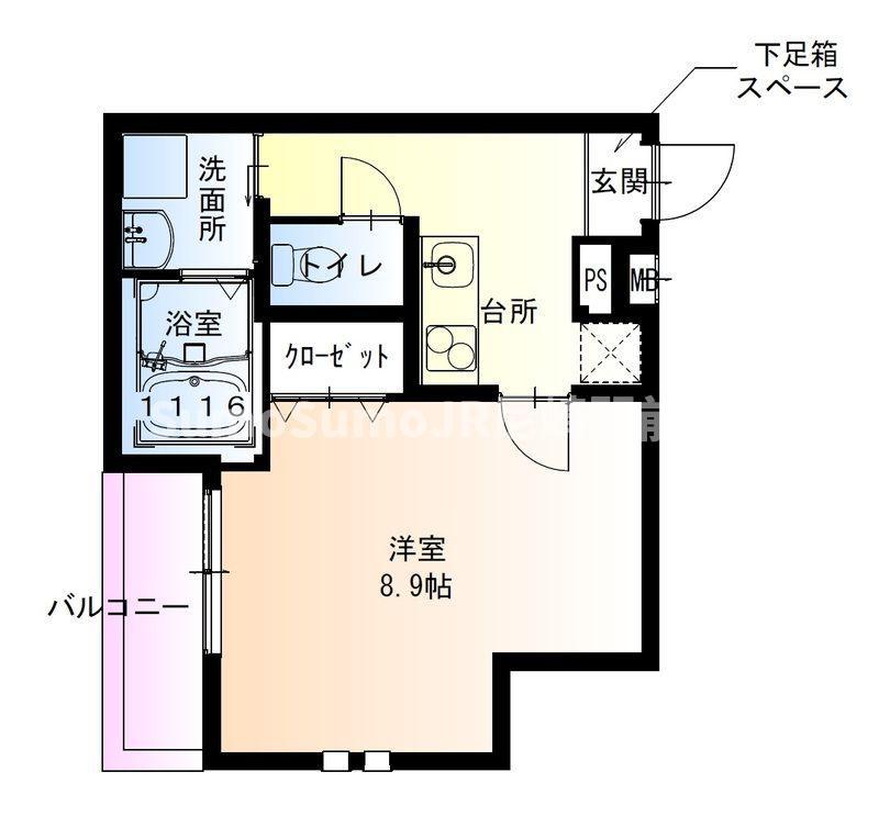 フジパレス長洲中通II番館(1K/1階)の間取り写真