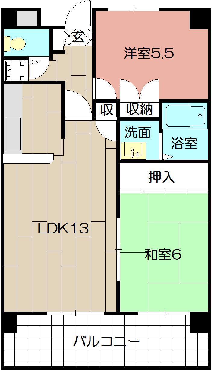アーバンプラザ21(2LDK/5階)の間取り写真