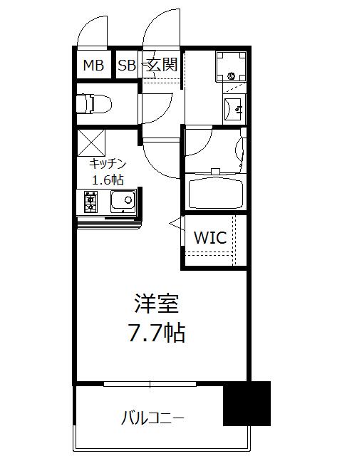 エンクレストベイ天神東II(1K/4階)の間取り写真