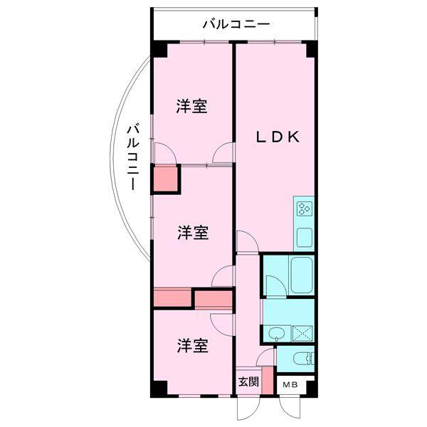メゾンドシャングリラ(3LDK/9階)の間取り写真
