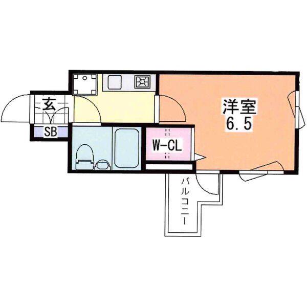 エスリード三宮第2(1K/3階)の間取り写真