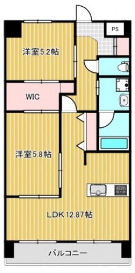 サンライト門田屋敷(2LDK/4階)の間取り写真