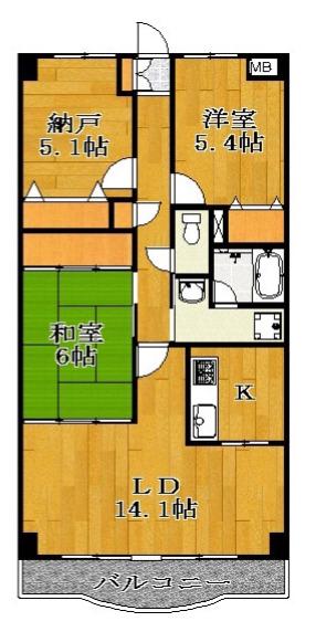 メイプル稲毛(2SLDK/5階)の間取り写真
