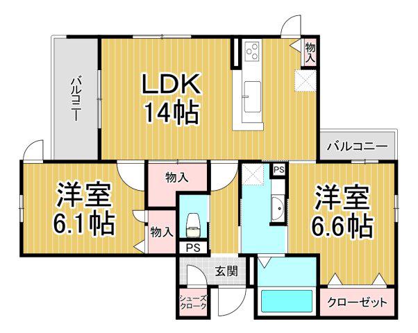 NIGAWA RESIDENCE2(2LDK/2階)の間取り写真