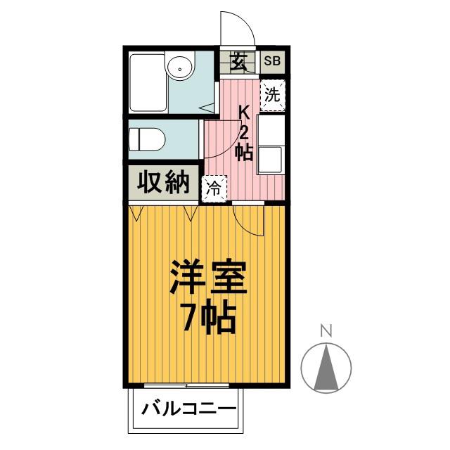 ハイツ431(1K/2階)の間取り写真