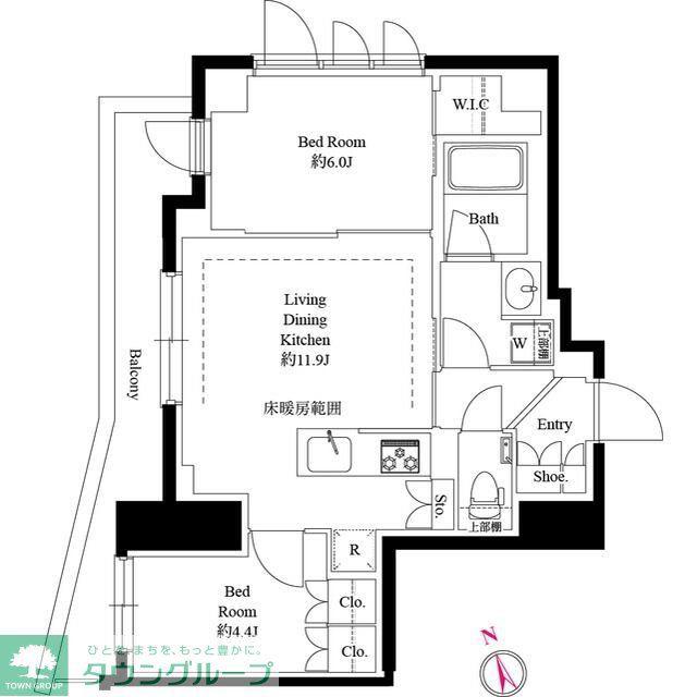 343レジデンス後楽園(2LDK/2階)の間取り写真