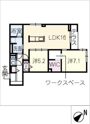 クレストリア(1LDK/1階)の間取り写真