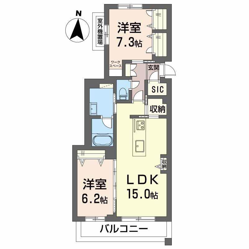 グラントット本町(2LDK/3階)の間取り写真