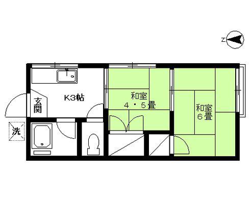 コーポイスズ(2K/2階)の間取り写真