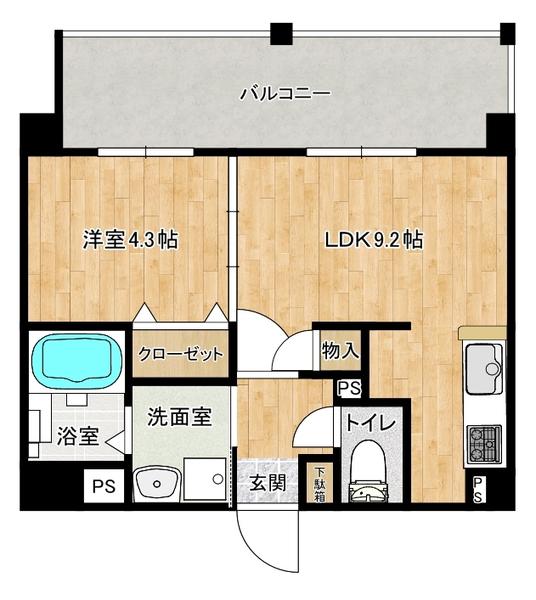 ラ・クラセーヴァ下関藤附(1LDK/1階)の間取り写真