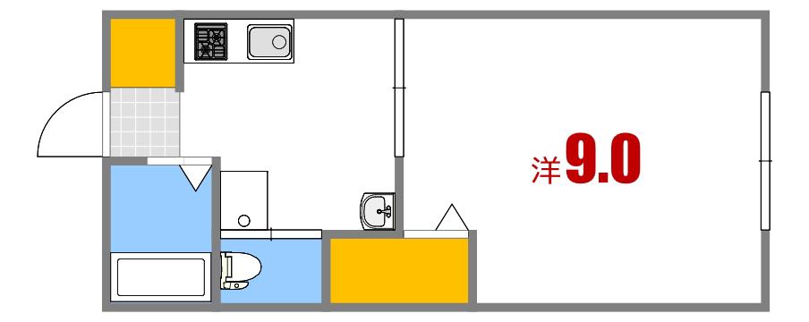 ポルトボヌール府中大通(1K/2階)の間取り写真