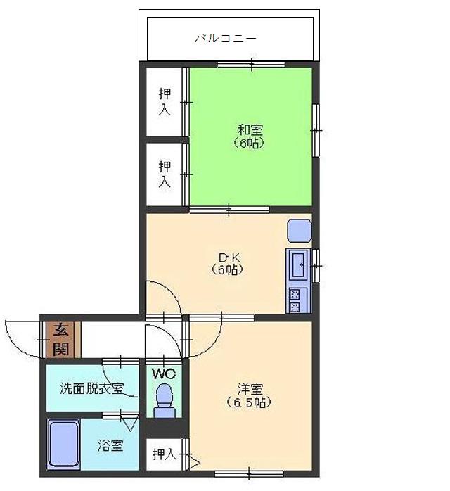 ビラ・クレールB(2DK/2階)の間取り写真