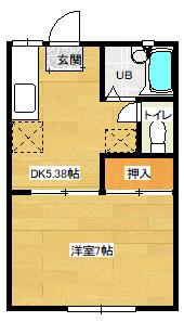 シャンティ城北(1DK/2階)の間取り写真