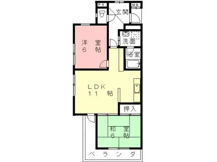 コーポFUKUSIMA(2LDK/2階)の間取り写真