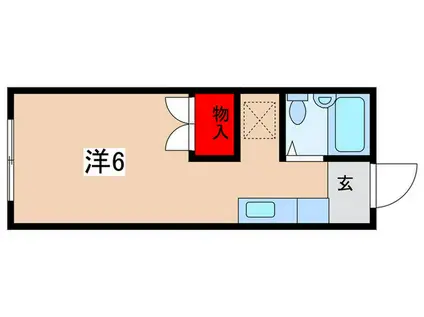 第二神蔵ハイツ(ワンルーム/2階)の間取り写真