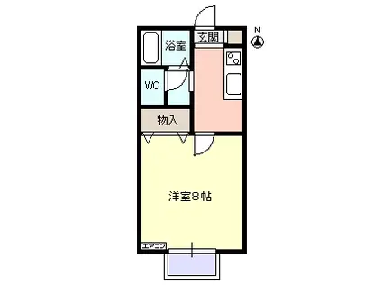 フルース ベルグA棟(1K/2階)の間取り写真