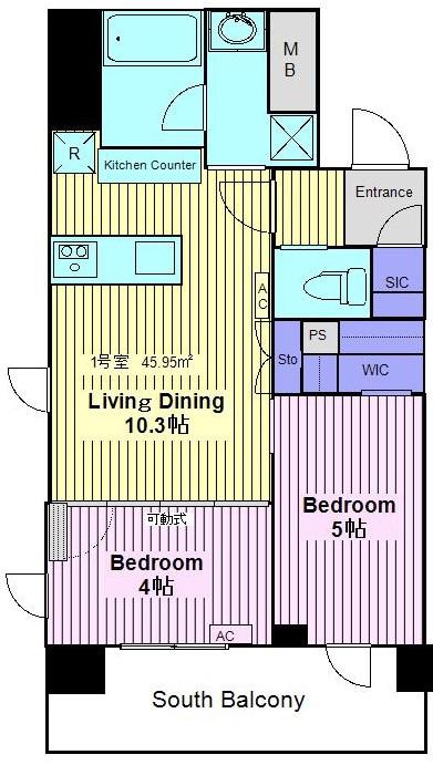 YG RESIDENCE 参番館(2LDK/4階)の間取り写真