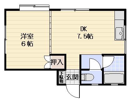 上田ハイツ(1DK/1階)の間取り写真