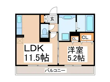 シャルルマーニュ(1LDK/1階)の間取り写真