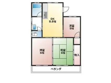 メゾンド長友(3DK/2階)の間取り写真