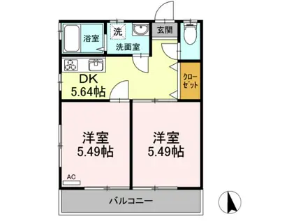 第1竹見荘(2DK/1階)の間取り写真
