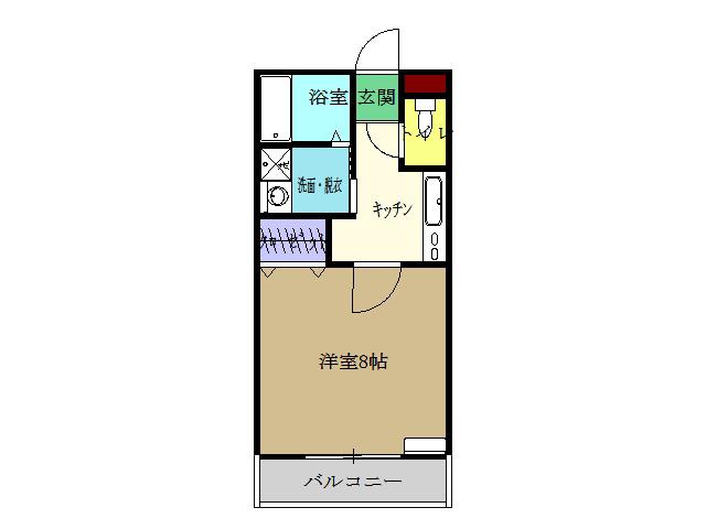 ハイムタウン末広D棟(1K/2階)の間取り写真