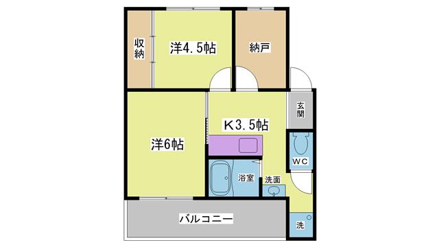 ドミールサニー緑町3号棟(2SK/4階)の間取り写真