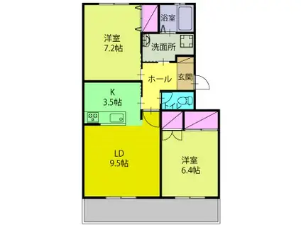 セイスイヒルズ(2LDK/1階)の間取り写真