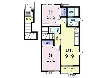 メゾン 大泉 I(2DK/2階)の間取り写真