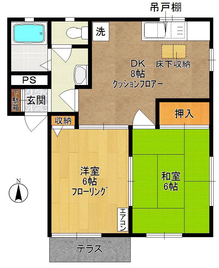 ピアガーデンB(2DK/1階)の間取り写真